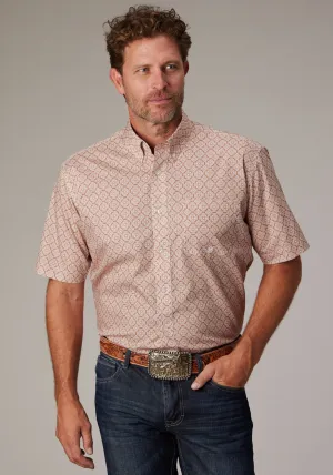 Roper Mens 2020 Medallion Clay 100% Cotton 1 Pkt S/S Shirt Light tone Anti Static Finish Workwear Ready Roper Mens 2020 Medallion Clay 100% Cotton 1 Pkt S/S Shirt