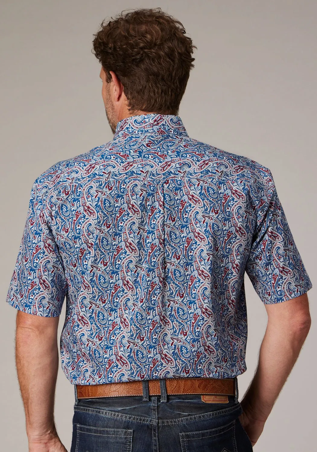 Lounge Comfort Roper Mens 2024 River Paisley Blue 100% Cotton 1 Pkt S/S Shirt