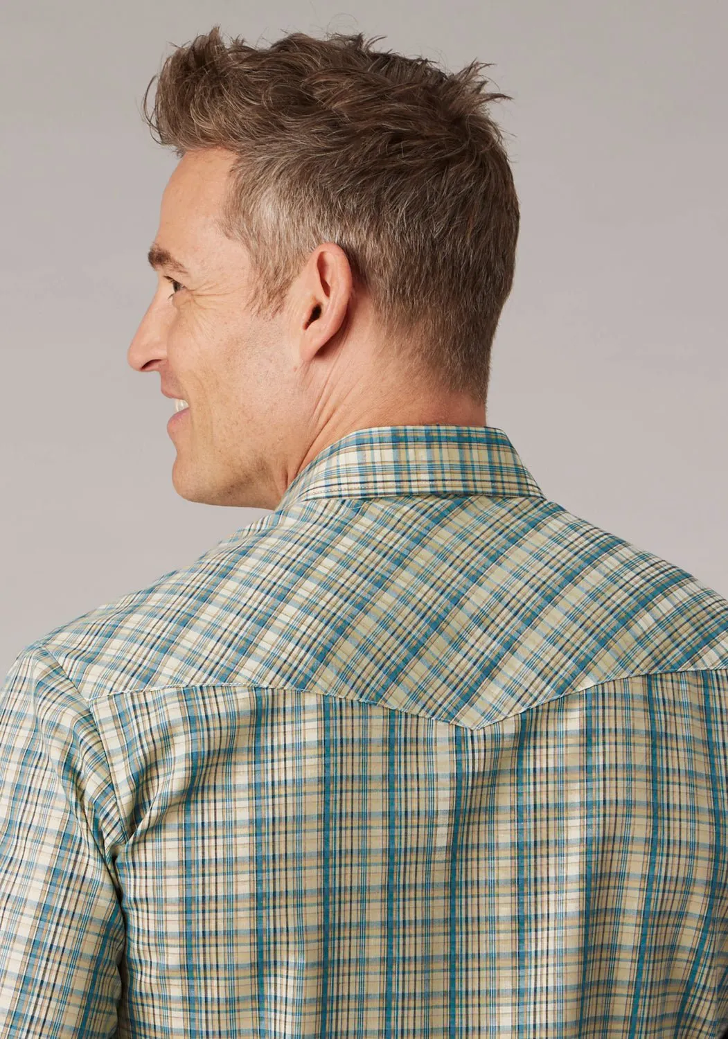 Rugged Style Roper Mens 2075 Plaid White/Cream Cotton Blend S/S Shirt