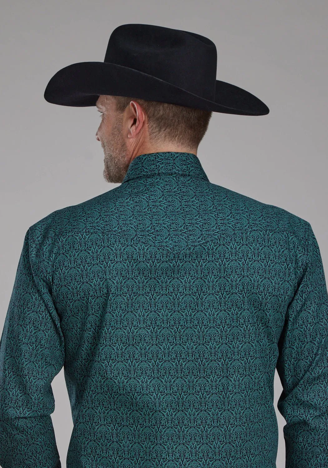 Multipurpose Layering Fabric Roper Mens 2152 Vintage Paisley Green 100% Cotton L/S Shirt