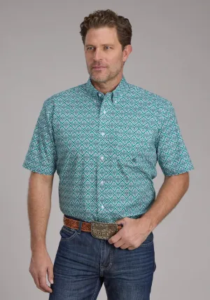 Roper Mens 2380 Jade Medallion Green 100% Cotton 1 Pkt S/S Shirt Simple Silhouette Roper Mens 2380 Jade Medallion Green 100% Cotton 1 Pkt S/S Shirt Relaxed Style
