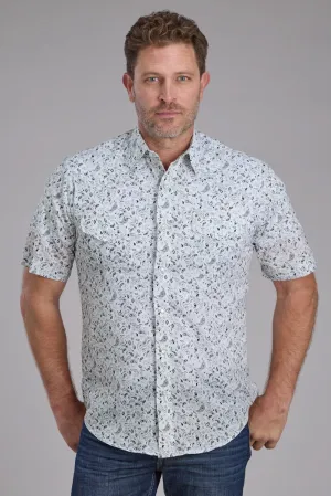 Roper Mens 2428 Paisley Black/White Cotton Blend S/S Shirt UV Protective Finish Roper Mens 2428 Paisley Black/White Cotton Blend S/S Shirt Simple Style