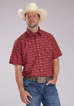 Roper Mens 2464 Desert Stripe Red 100% Cotton S/S Shirt Lightweight Comfort Functional Comfort Roper Mens 2464 Desert Stripe Red 100% Cotton S/S Shirt