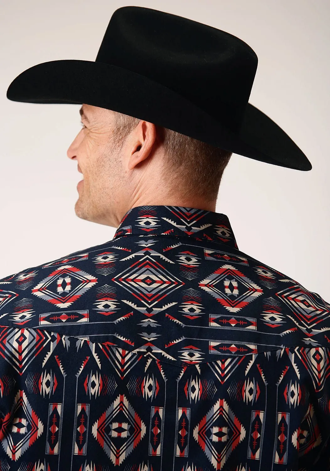 Dynamic Design Roper Mens Black 100% Cotton Blanket Stripe L/S Shirt