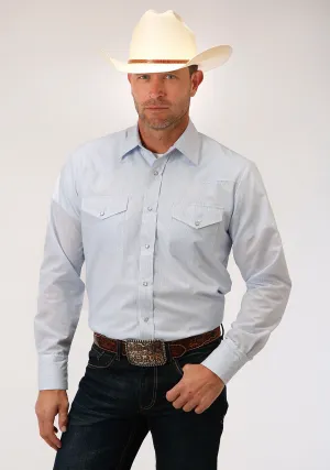 Roper Mens Blue/White Cotton Blend Tiny Stripe L/S Shirt Breathable Fit Roper Mens Blue/White Cotton Blend Tiny Stripe L/S Shirt Gift Idea Street Comfort