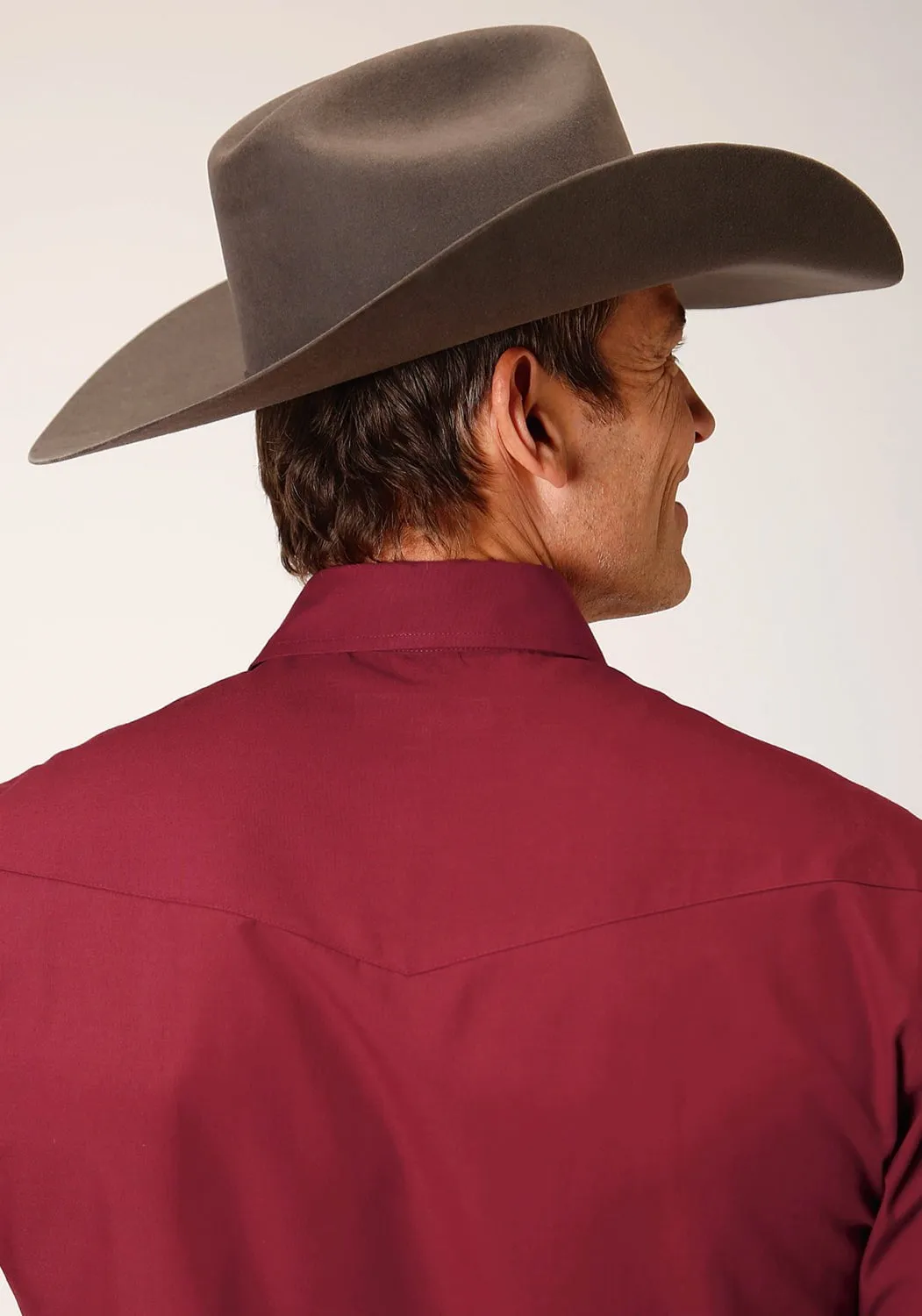 Designer Touch Versatile Outfit Roper Mens Broadcloth Deep Russet Cotton Blend L/S Shirt