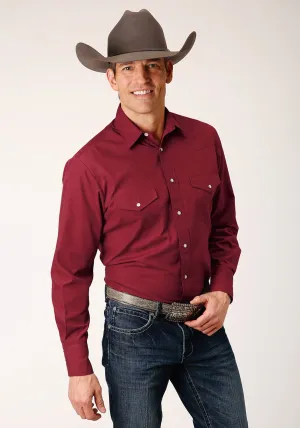 Roper Mens Broadcloth Deep Russet Cotton Blend L/S Shirt Perfect Choice Lightweight texture Roper Mens Broadcloth Deep Russet Cotton Blend L/S Shirt
