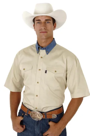 Roper Mens Button Down Western Khaki/Blue 100% Cotton S/S Shirt All-Season Wear Sustainable Dye Process Versatile Outfit Roper Mens Button Down Western Khaki/Blue 100% Cotton S/S Shirt