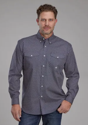 Roper Mens Diamond Eye Geo Blue 100% Cotton Tall Btn L/S Shirt Lightweight Layered Knit Roper Mens Diamond Eye Geo Blue 100% Cotton Tall Btn L/S Shirt Casual Wear Festive Look