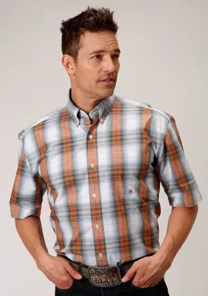 Roper Mens Grey 100% Cotton Dusk Ombre BD S/S 1 Pkt Shirt Non Restrictive Silhouette All-Day Wear Soft touch finish Roper Mens Grey 100% Cotton Dusk Ombre BD S/S 1 Pkt Shirt