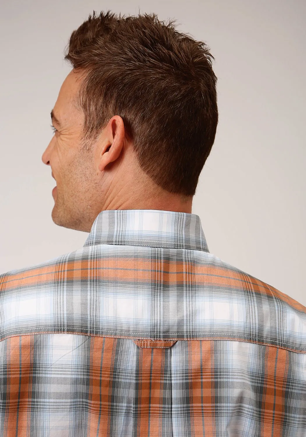 Roper Mens Grey 100% Cotton Dusk Ombre BD S/S 1 Pkt Shirt Weekend Adventure