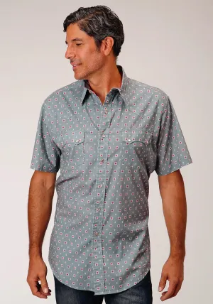Roper Mens Grey 100% Cotton Vintage Foulard S/S Shirt Versatile Style Roper Mens Grey 100% Cotton Vintage Foulard S/S Shirt Country Charm Breathable Design