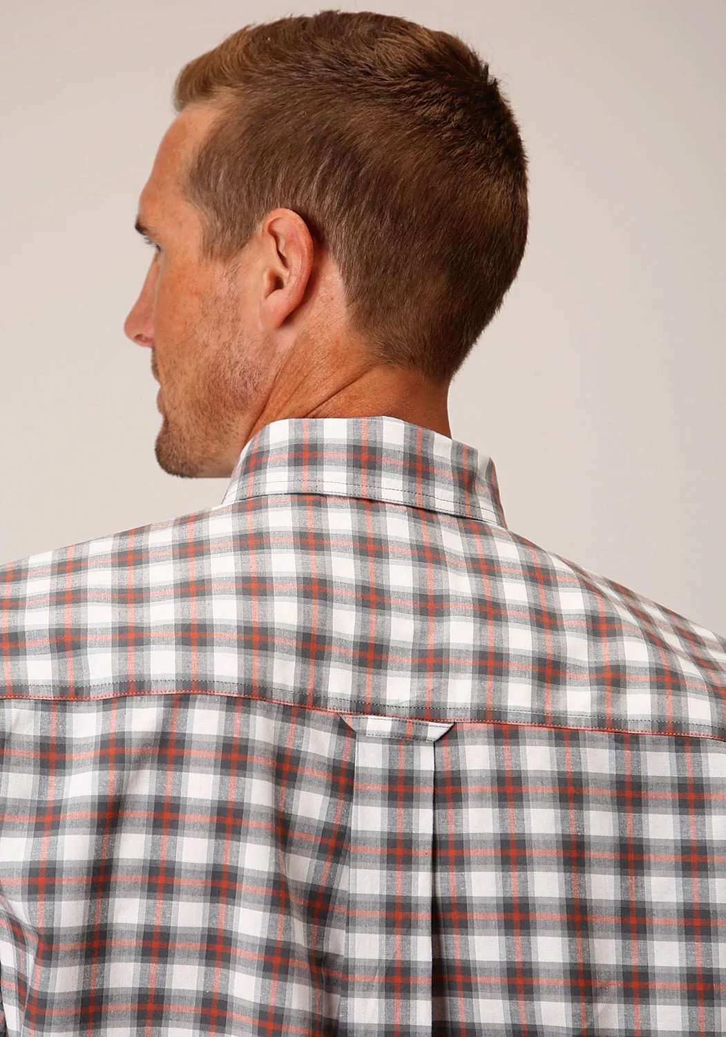adult clothing Multipocket Style Roper Mens Grey Cotton Blend New Stretch Check BD S/S 1 Pkt Shirt