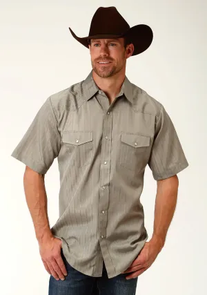 Roper Mens Olive Cotton Blend S/S Shirt Work Ready Plus size option Durable Material Roper Mens Olive Cotton Blend S/S Shirt