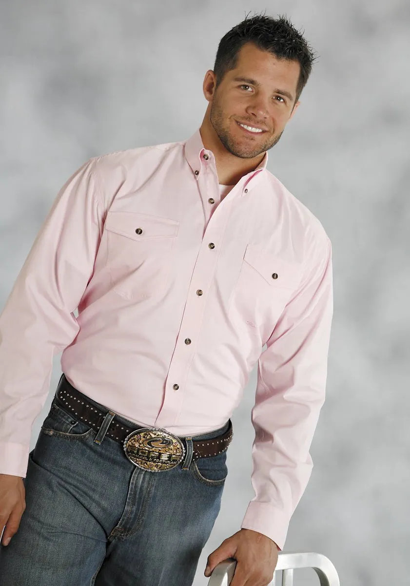Sophisticated Style Roper Mens Pink 100% Cotton L/S Button Down Solid Poplin Western Shirt