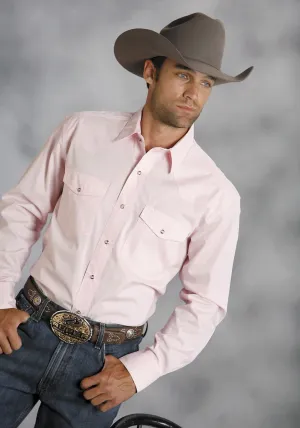 Roper Mens Pink 100% Cotton L/S Snap 1 Pt Back Yoke Poplin Western Shirt Layered Panel Design Roper Mens Pink 100% Cotton L/S Snap 1 Pt Back Yoke Poplin Western Shirt Simple Elegance Earthy Hue