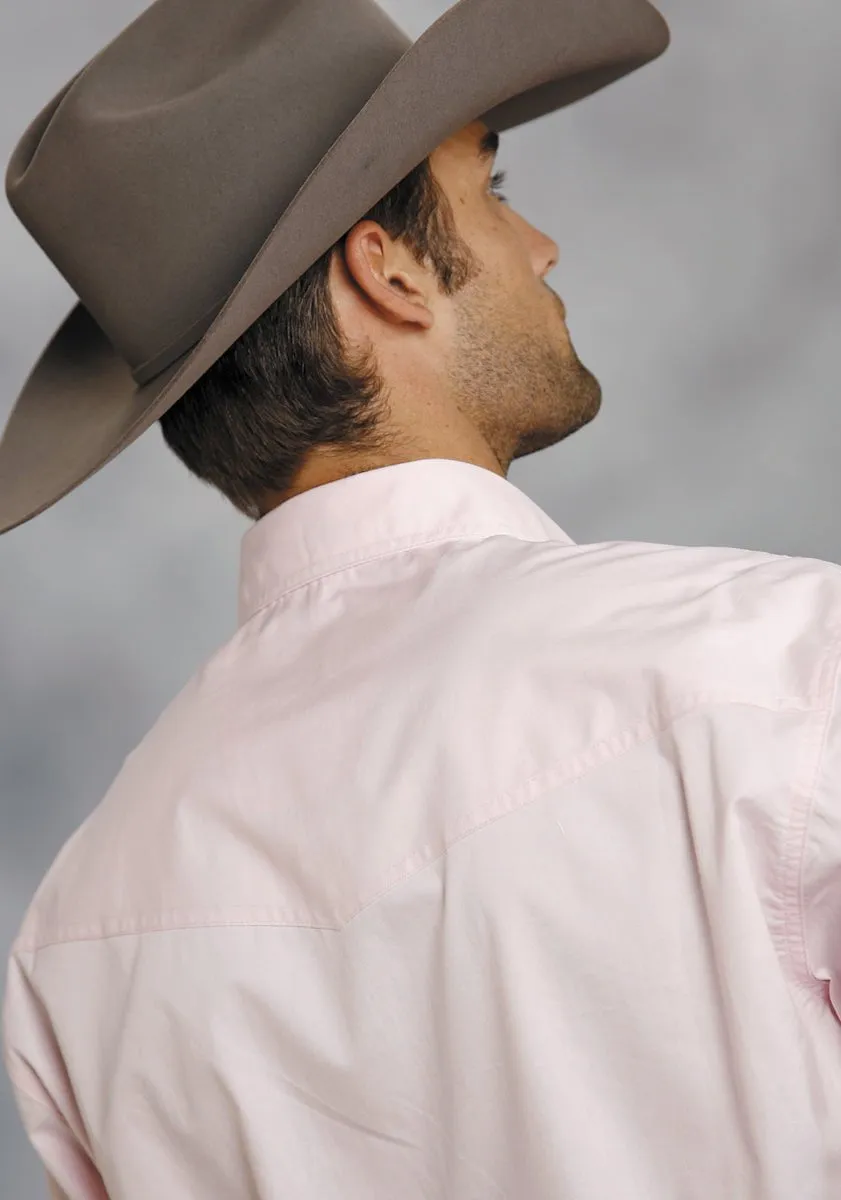 Professional Look Roper Mens Pink 100% Cotton L/S Snap 1 Pt Back Yoke Poplin Western Shirt