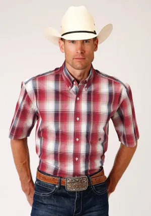 Roper Mens Red 100% Cotton Apple Plaid BD S/S 1 Pkt Shirt Chic Appeal Camouflage Print Roper Mens Red 100% Cotton Apple Plaid BD S/S 1 Pkt Shirt