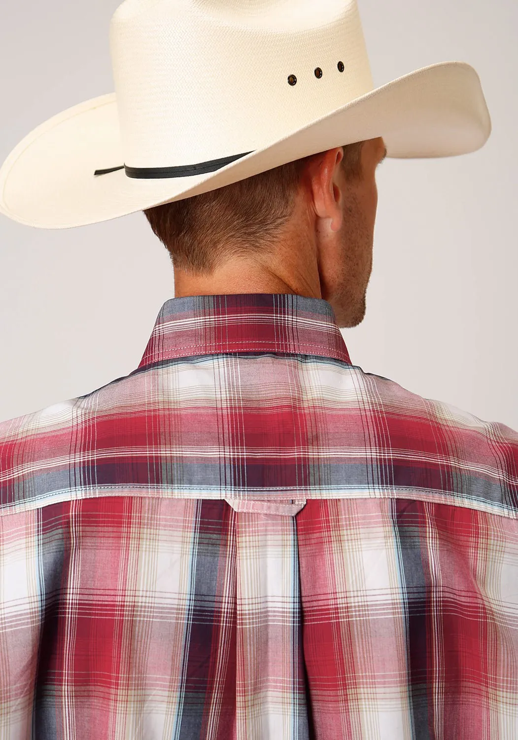Trendy Fashion Roper Mens Red 100% Cotton Apple Plaid BD S/S 1 Pkt Shirt