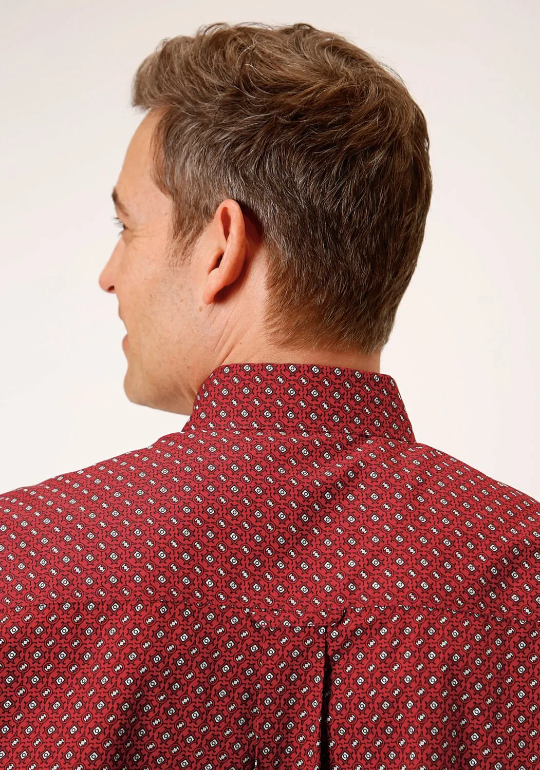 Minimalist Style Roper Mens Red 100% Cotton Victorian Foulard BD S/S 1 Pocket Shirt