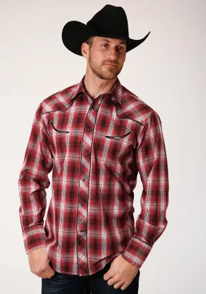 Roper Mens Red/White Cotton Blend Piped Yoke L/S Shirt Effortless Layer Roper Mens Red/White Cotton Blend Piped Yoke L/S Shirt Road Trip Ready Timeless Wardrobe