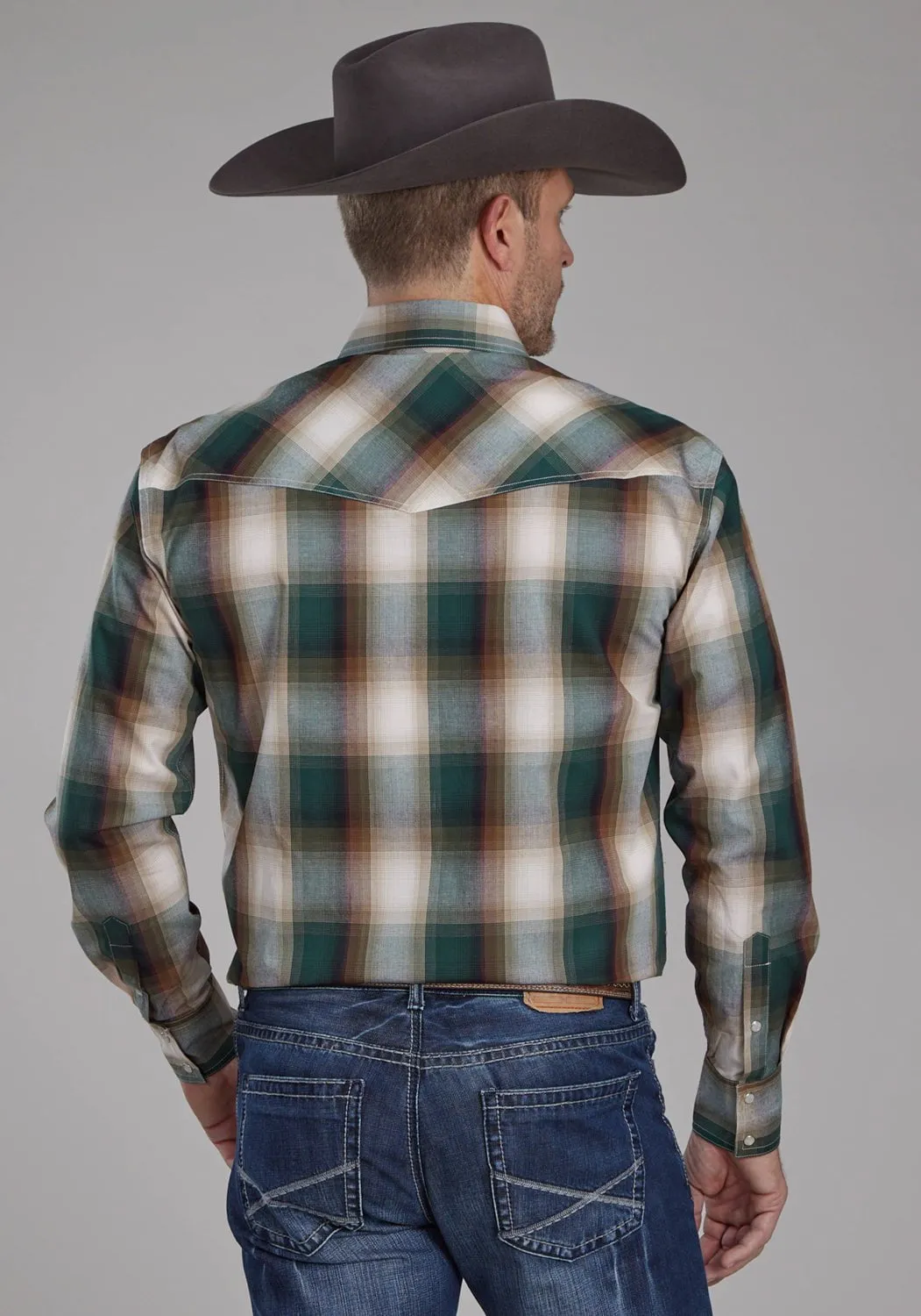 Eco-friendly Roper Mens Tall Tree Plaid Multi-Color 100% Cotton L/S Shirt