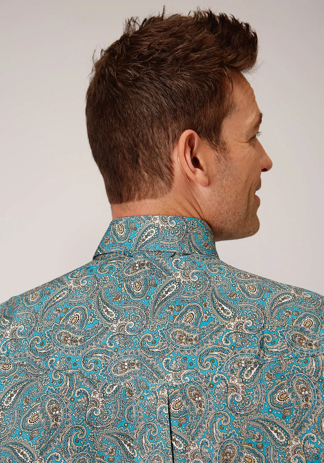 Roper Mens Turquoise 100% Cotton Saddle Paisley BD L/S Button Shirt mix and match