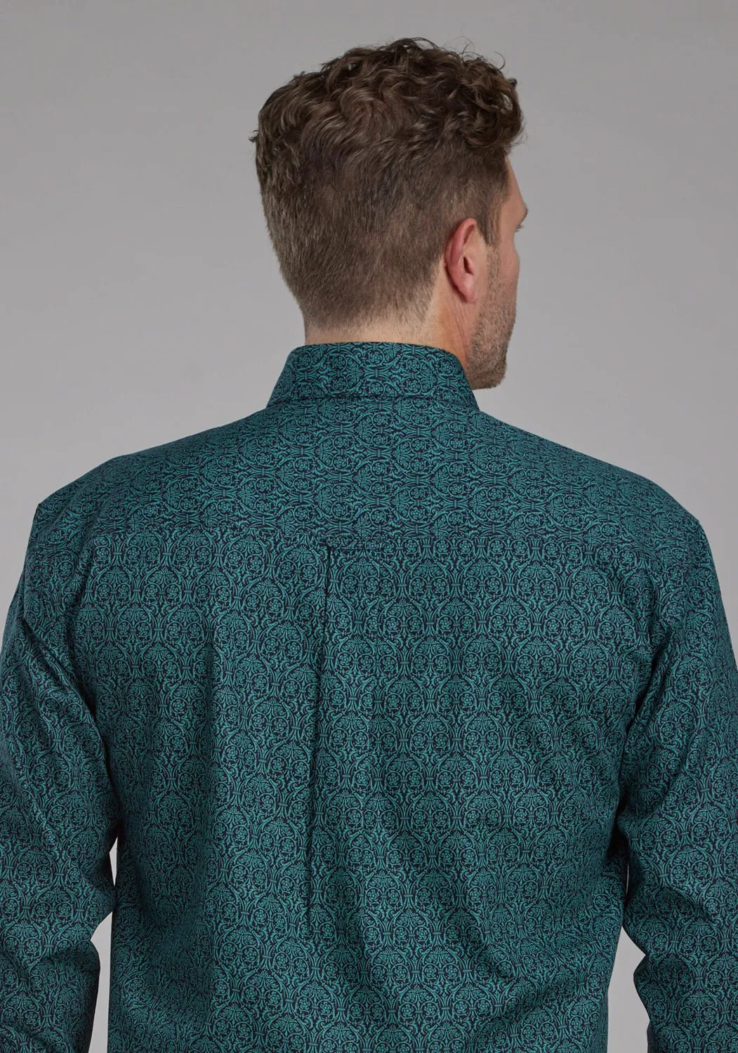Roper Mens Vintage Paisley Green 100% Cotton 1 Pkt L/S Shirt Lightweight Fabric Active Design