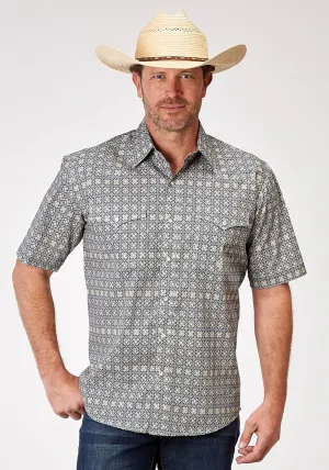 Roper Mens Western Foulard Tan 100% Cotton S/S Shirt Quick Release Buttons Roper Mens Western Foulard Tan 100% Cotton S/S Shirt Comfortable Fabric