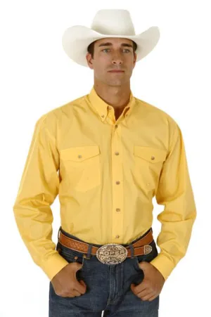 Roper Mens Yellow 100% Cotton L/S Tall Solid Poplin Long Tail Western Shirt Heat-Tech Fabric Ergonomic Back Panel Roper Mens Yellow 100% Cotton L/S Tall Solid Poplin Long Tail Western Shirt