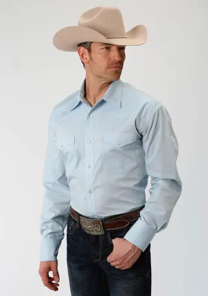 Roper Tall Mens Light Blue 100% Cotton Poplin L/S Shirt Smooth Zipper Integration Durable Thread Construction Roper Tall Mens Light Blue 100% Cotton Poplin L/S Shirt