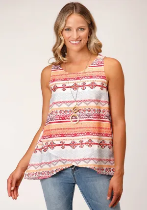 Roper Womens 1546 Aztec Multi-Color 100% Rayon S/L Tank Top Padded Shoulder Plus Size Fit Roper Womens 1546 Aztec Multi-Color 100% Rayon S/L Tank Top