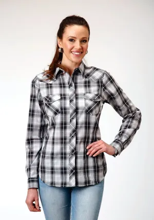 Roper Womens 1881 Plaid Black/Aqua Cotton Blend L/S Shirt Quality Material Travel Essential Unique Design Roper Womens 1881 Plaid Black/Aqua Cotton Blend L/S Shirt