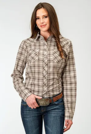 Roper Womens 1968 Desert Plaid Brown Cotton Blend L/S Shirt Bold Prints Roper Womens 1968 Desert Plaid Brown Cotton Blend L/S Shirt Edgy Fashion Casual Elegance