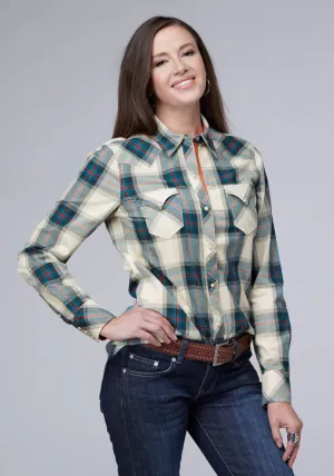 Roper Womens 2006 Tile Plaid Multi-Color 100% Cotton L/S Shirt Wrinkle Free Fabric Roper Womens 2006 Tile Plaid Multi-Color 100% Cotton L/S Shirt Sustainable Manufacturing Process Country Charm