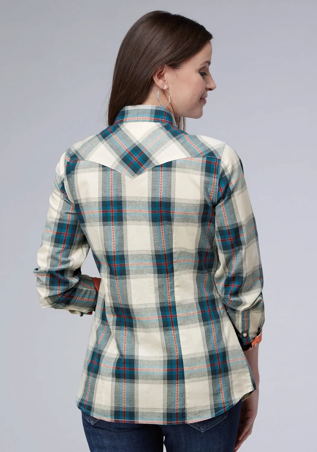Roper Womens 2006 Tile Plaid Multi-Color 100% Cotton L/S Shirt Smart Appearance