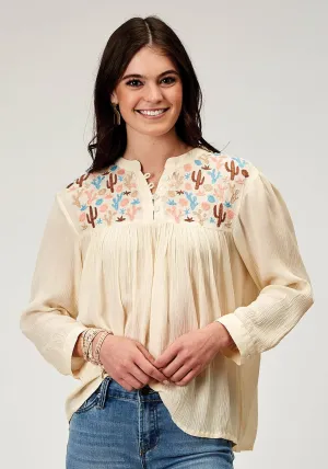 Roper Womens 2013 Cactus Cream 100% Rayon L/S Tunic Recycled Polyester Reinforced Elasticity Roper Womens 2013 Cactus Cream 100% Rayon L/S Tunic