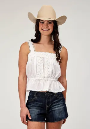 Roper Womens 2015 Swiss Dot White 100% Cotton S/L Tank Top Neutral Tones Roper Womens 2015 Swiss Dot White 100% Cotton S/L Tank Top Travel-friendly Bold Hue