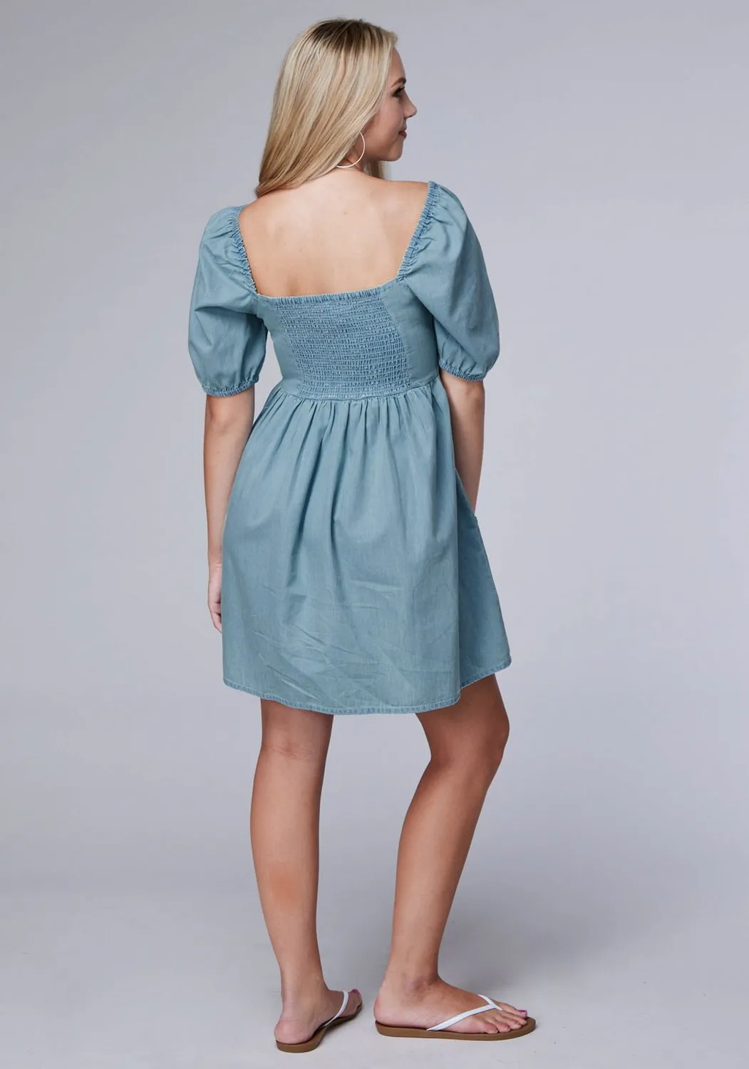 Organic Cotton Material Quality Staple Roper Womens 2087 Baby Doll Light Blue 100% Cotton S/S Dress