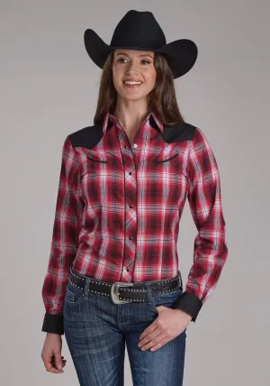 Roper Womens 2131 Plaid Red/White Cotton Blend L/S Shirt Reinforced Stitching Fashion Forward Designer Touch Roper Womens 2131 Plaid Red/White Cotton Blend L/S Shirt