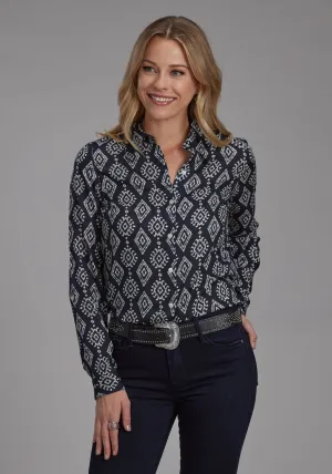 Roper Womens 2133 Ikat Black 100% Rayon Btn L/S Blouse Sleek Silhouette Roper Womens 2133 Ikat Black 100% Rayon Btn L/S Blouse Relaxed Wear