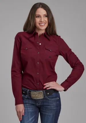 Roper Womens 2162 Black Fill Poplin Red 100% Cotton L/S Shirt Soft Feel Roper Womens 2162 Black Fill Poplin Red 100% Cotton L/S Shirt Tailored Cuffs Perfect Look