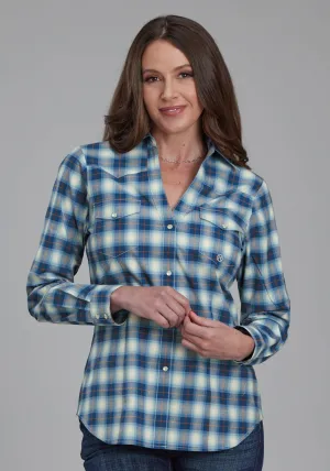 Roper Womens 2164 Stretch Plaid Blue Cotton Blend L/S Shirt All-Occasion Wear Roper Womens 2164 Stretch Plaid Blue Cotton Blend L/S Shirt holiday season