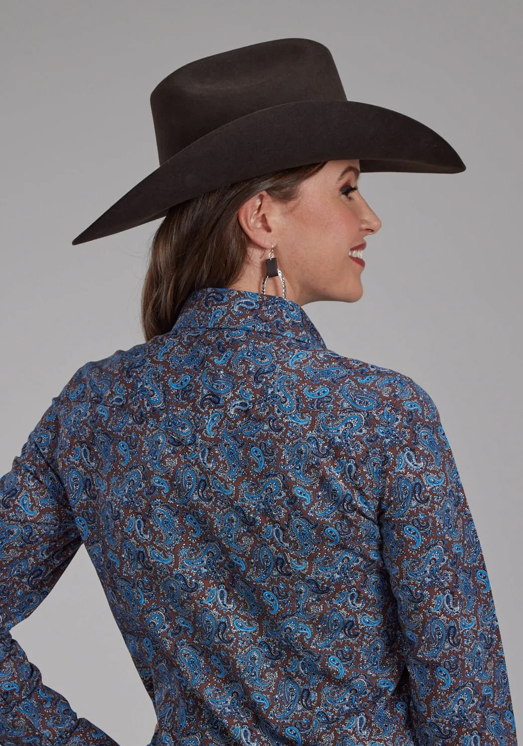 Weekend Style Roper Womens 2172 River Paisley Brown 100% Cotton L/S Shirt