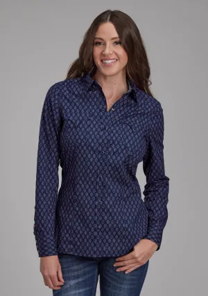 Roper Womens 2177 Aztecs Blue 100% Cotton L/S Shirt Effortless Style Roper Womens 2177 Aztecs Blue 100% Cotton L/S Shirt Embroidered Detail