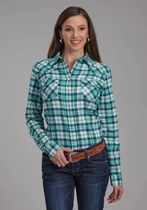 Roper Womens 2206 Unlined Flannel Green 100% Cotton L/S Shirt Fashionable Fit Roper Womens 2206 Unlined Flannel Green 100% Cotton L/S Shirt Youthful Vibe