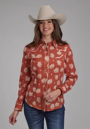 Roper Womens 2282 Floral Orange/Cream Cotton Blend Retro L/S Shirt Stylish Choices Traveler??s Choice Roper Womens 2282 Floral Orange/Cream Cotton Blend Retro L/S Shirt