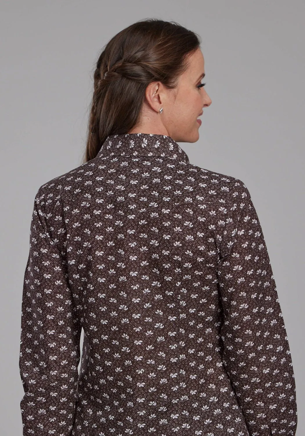 Roper Womens 2285 Floral Brown/Cream Cotton Blend L/S Shirt Unisex wear Holiday Outfit