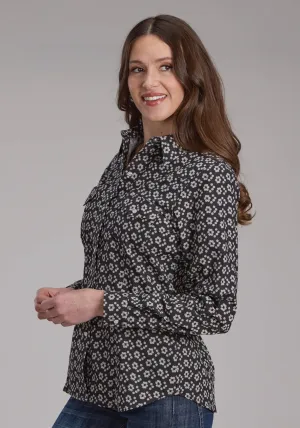Roper Womens 2286 Floral Black/Cream Cotton Blend L/S Shirt Soft Option Roper Womens 2286 Floral Black/Cream Cotton Blend L/S Shirt Fashionable Layer