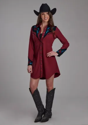 Roper Womens 2293 Twill Red Polyester L/S Dress Anti Sag Waistband Weekend Getaway Outdoor Adventure Picnic Style Roper Womens 2293 Twill Red Polyester L/S Dress
